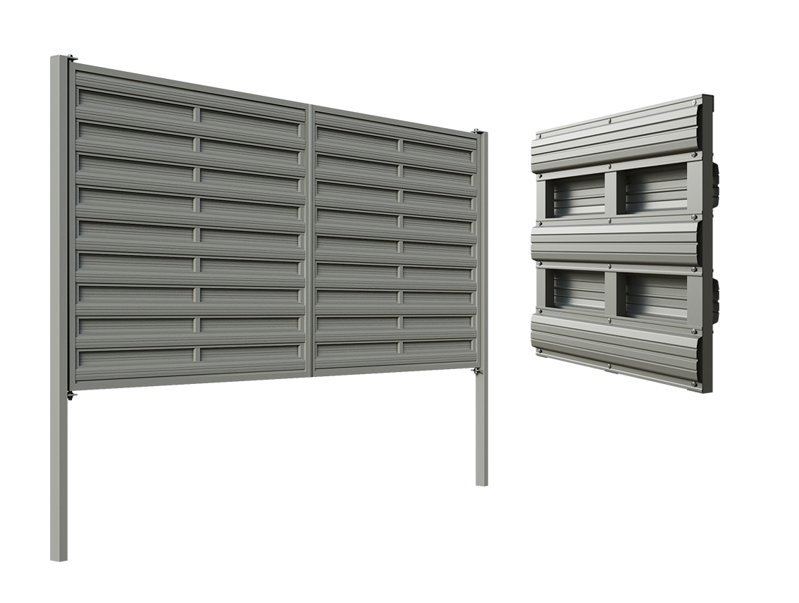 Horizontal Picket Swing Gate with Posts Stone Grey - 1760x4270 mm (6'x14')